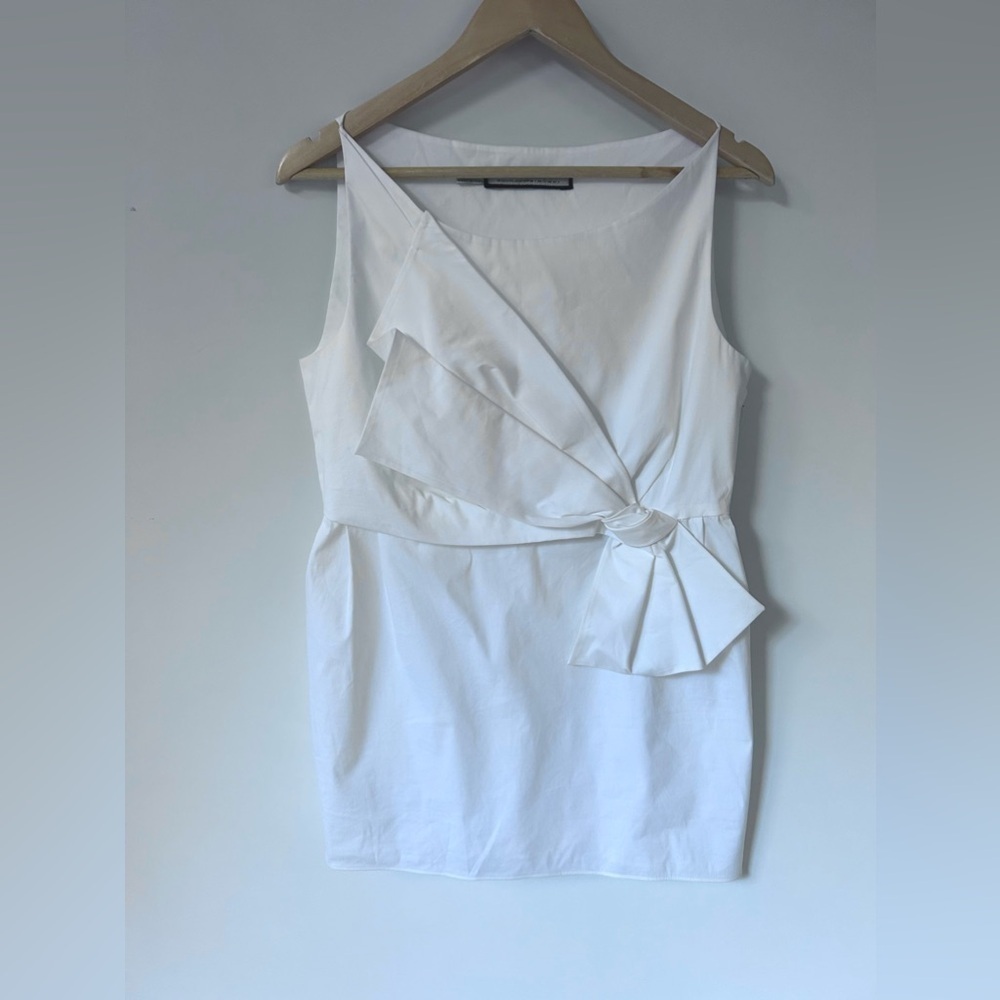 Aquilano Rimondi White blouse with bow sleeveless top cotton blend